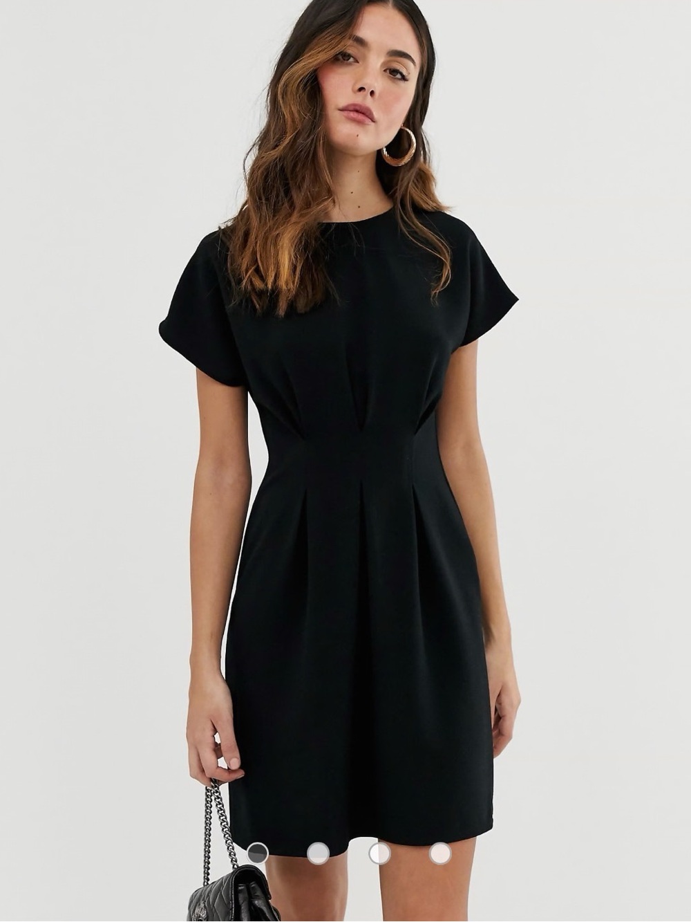 ASOS Black Short-Sleeve Fit & Flare Mini Dress